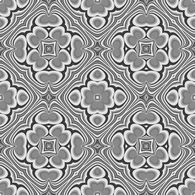 Couleurs Grises Vectorielles Style Azulejos Duotone Pour La Céramique Textile Et Le Papier D'emballage Modèle Sans Couture De Décoration Abstraite Hypnotique Psychédélique