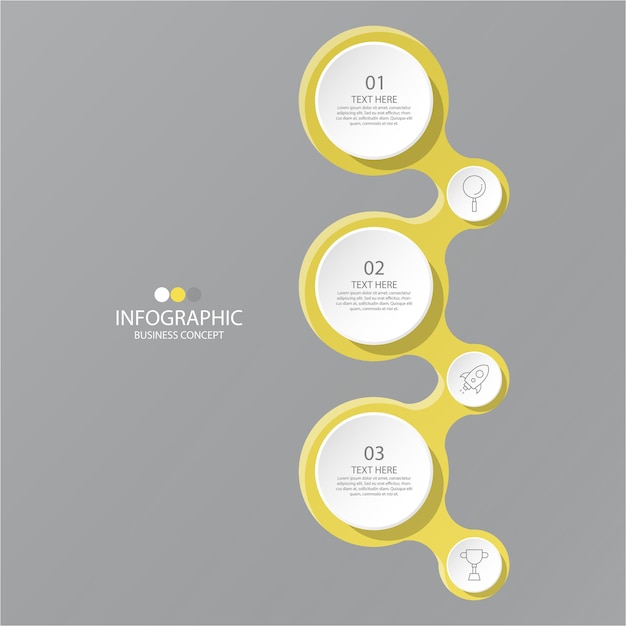 Couleurs Jaunes Et Grises Pour Infographie Avec Des Icônes De Fine Ligne. 3 Options Ou étapes Pour L'infographie