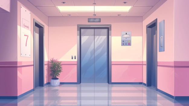 Vecteur un couloir rose avec un panneau disant 