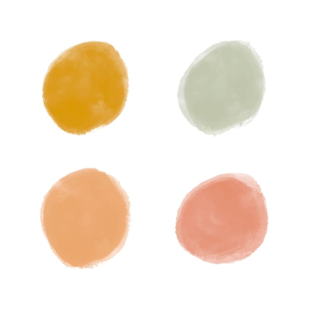 Vecteur coup de pinceau aquarelle jaune, orange et vert éclaboussures rondes