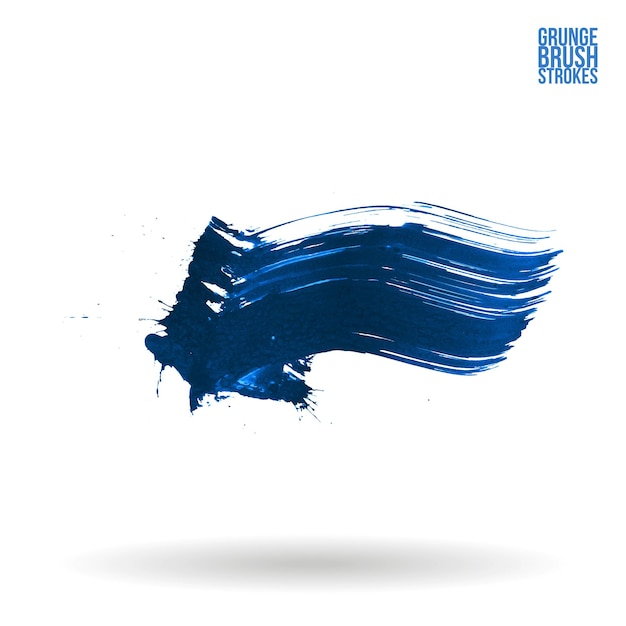 Coup De Pinceau Bleu Et Texture élément Abstrait Peint à La Main De Vecteur Grunge