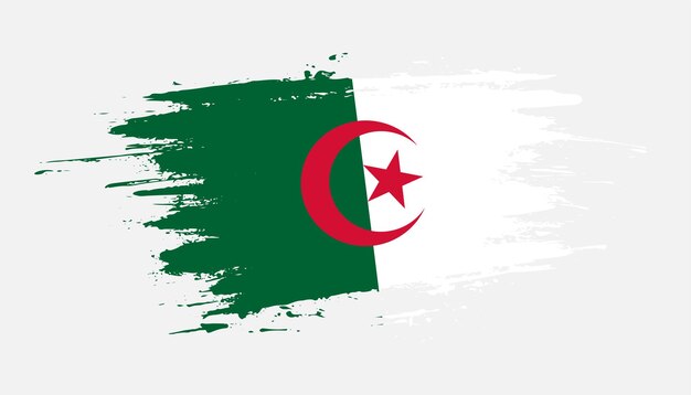 Coup de pinceau dessiné à la main créatif drapeau de l'Algérie pays illustration vectorielle