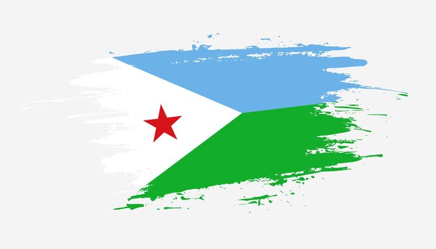 Coup de pinceau dessiné à la main créatif drapeau de Djibouti pays illustration vectorielle