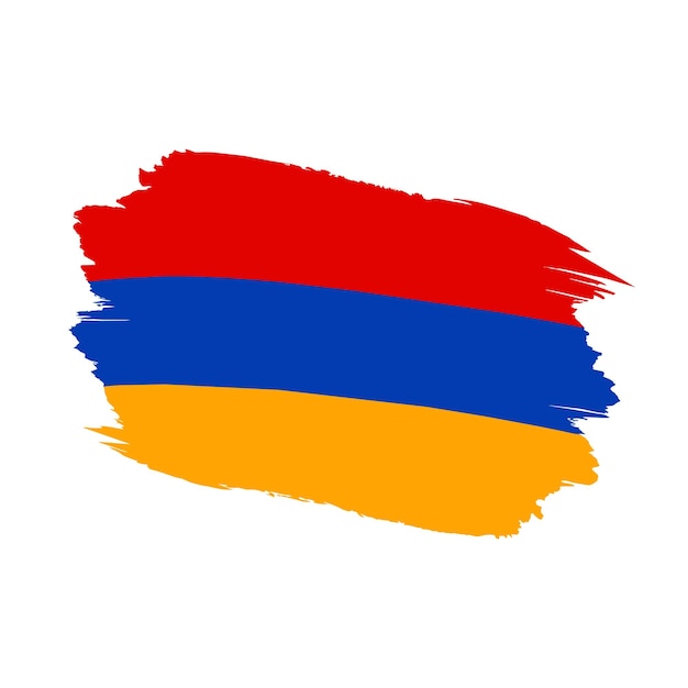 Vecteur un coup de pinceau d'un drapeau d'arménie avec des couleurs rouges et bleues