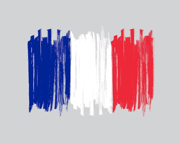 Vecteur coup de pinceau drapeau de la france.