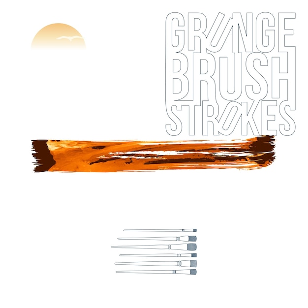 Coup de pinceau orange et texture Grunge vecteur abstrait élément peint à la main
