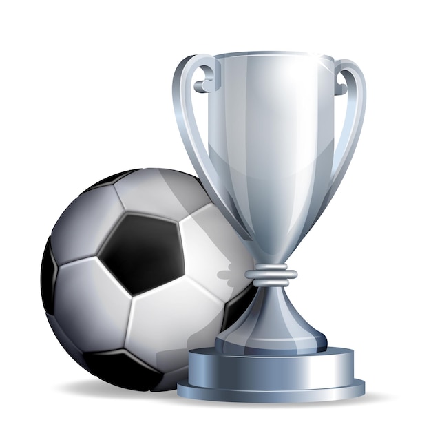 Coupe D'argent Avec Un Ballon De Football