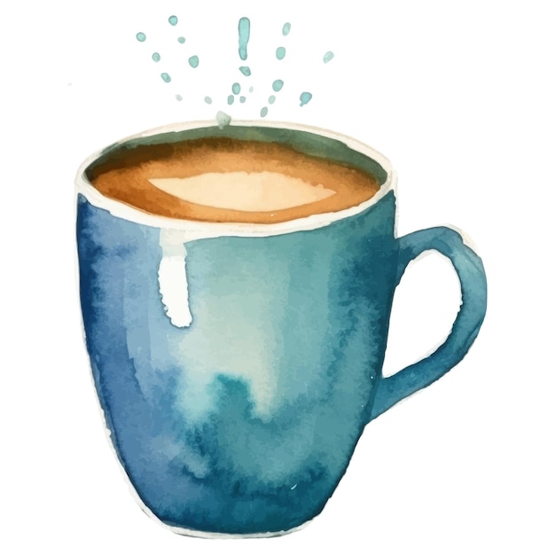 Coupe de café peinte à l'aquarelle Élément de conception dessiné à la main isolé sur fond blanc