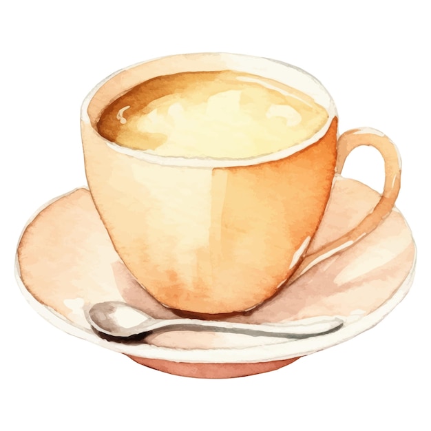 Vecteur coupe de café peinte à l'aquarelle élément de conception dessiné à la main isolé sur fond blanc