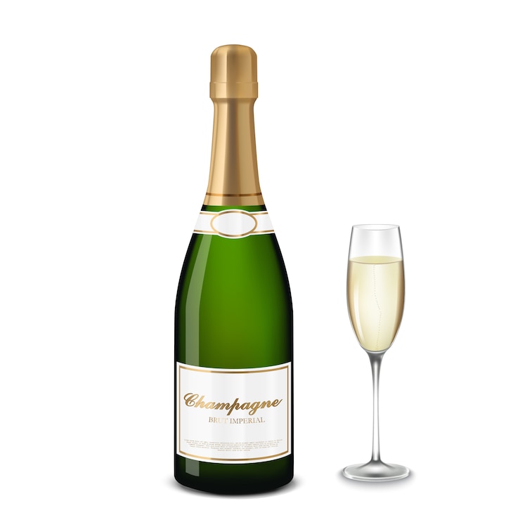 Vecteur coupe de champagne et bouteille