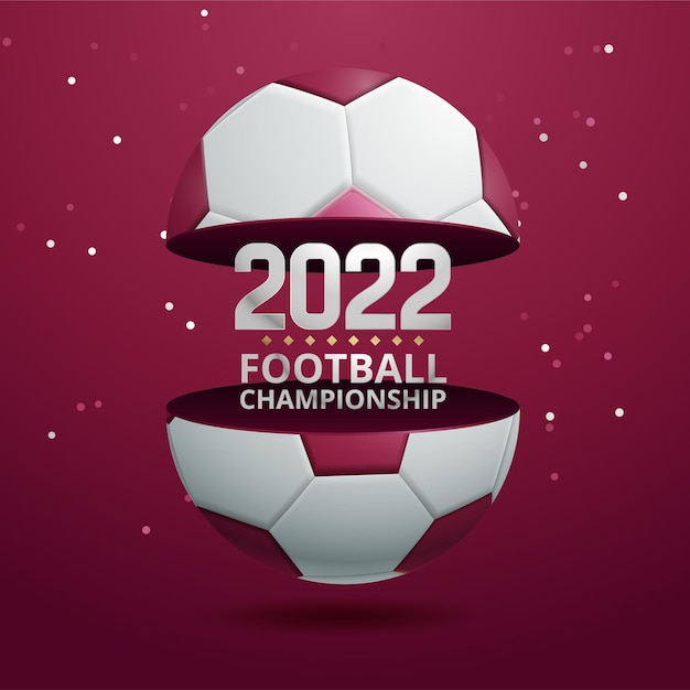 Vecteur coupe du monde de football 2022 avec ballon de football 3d réaliste