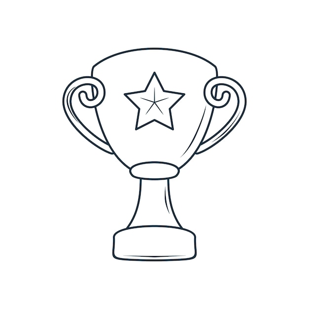 Coupe Du Trophée Du Champion De Doodle Vectoriel Du Gagnant