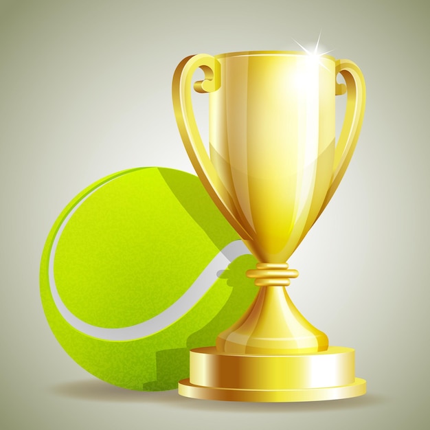 Coupe du trophée d'or avec une balle de tennis Illustration vectorielle