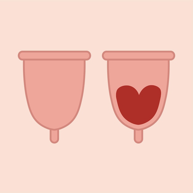 Coupe Menstruelle Réutilisable De Produits D'époque Féminine Avec Du Sang Menstruel