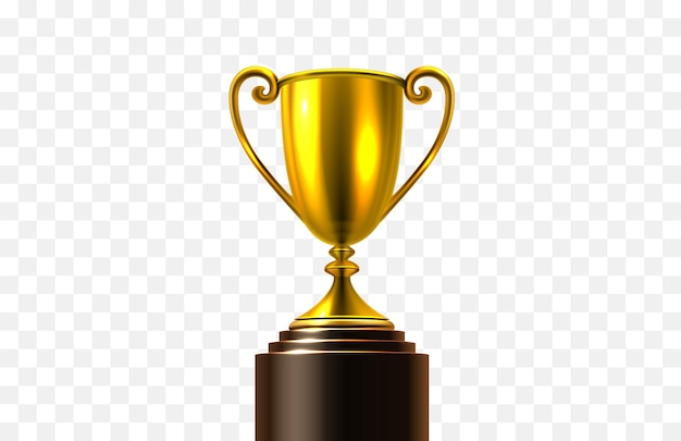 Coupe d'or sur fond transparent lauréat du prix d'illustration vectorielle sportive