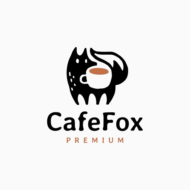 Coupe de verre du café Fox Espace négatif Logo Icône vectorielle Illustration