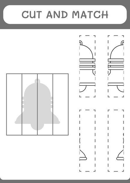 Couper et assortir des parties du jeu Bell pour les enfants Feuille de travail imprimable d'illustration vectorielle