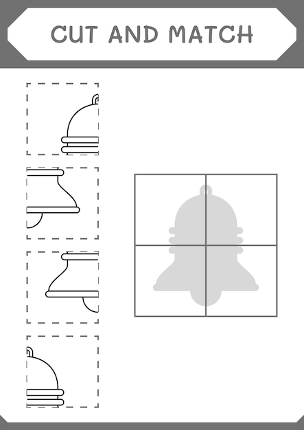 Couper et assortir des parties du jeu Bell pour les enfants Feuille de travail imprimable d'illustration vectorielle