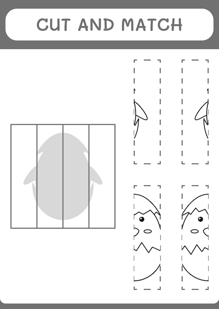 Couper Et Assortir Des Parties Du Jeu Chick Pour Les Enfants Feuille De Travail Imprimable D'illustration Vectorielle