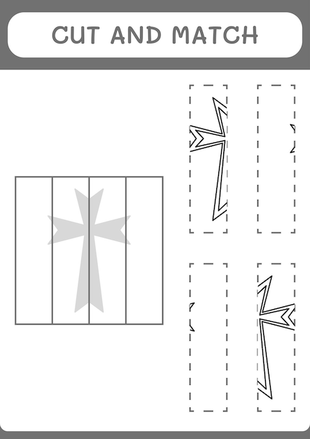 Couper Et Assortir Des Parties Du Jeu De Croix Chrétienne Pour Les Enfants Feuille De Travail Imprimable D'illustration Vectorielle