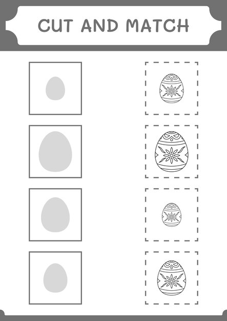 Couper Et Assortir Des Parties Du Jeu D'oeufs De Pâques Pour Les Enfants Feuille De Travail Imprimable D'illustration Vectorielle