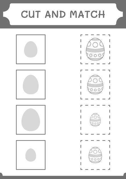 Couper Et Assortir Des Parties Du Jeu D'oeufs De Pâques Pour Les Enfants Feuille De Travail Imprimable D'illustration Vectorielle