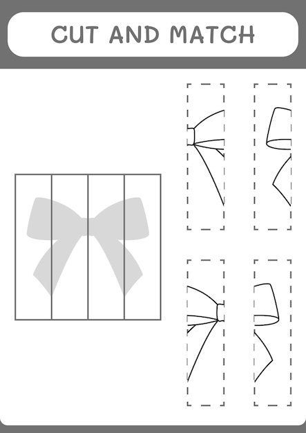 Couper et assortir des parties du jeu de ruban pour les enfants Feuille de travail imprimable d'illustration vectorielle