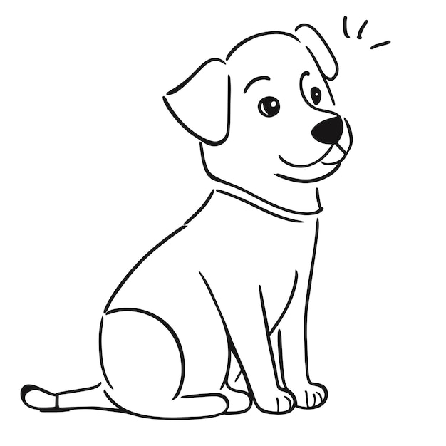 Couper chien dessin animé dessiné à la main autocollant icône concept illustration isolée