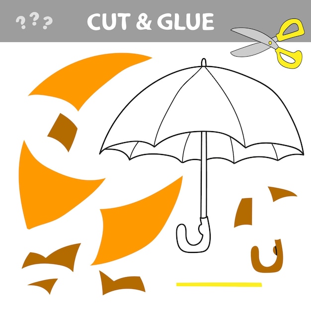 Couper Et Coller Un Jeu Simple Pour Parapluie Pour Enfants Dans Un Jeu éducatif De Style Dessin Animé