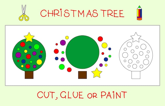 Couper La Peinture En Pâte Sapin De Noël Formes Géométriques Simples Jeu éducatif Pour Les Enfants Artisanat En Papier