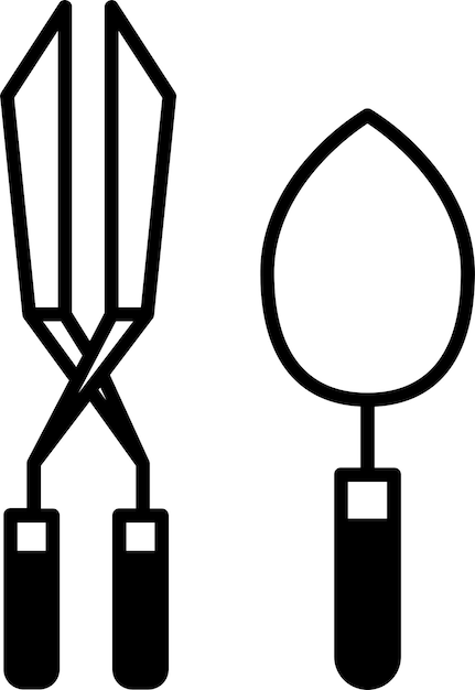 Coupeur De Jardinage Et Truelle Glyphe Et Illustration Vectorielle De Ligne