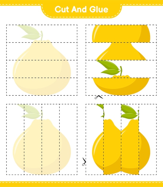 Coupez et collez, coupez des parties d'Ugli et collez-les. Jeu éducatif pour enfants, feuille de travail imprimable