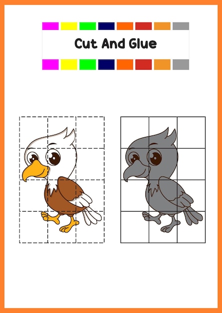 Coupez Et Collez Un Joli Jeu éducatif D'aigle Pour Les Enfants