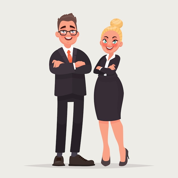 Couple d'affaires formé par le patron et le secrétaire.