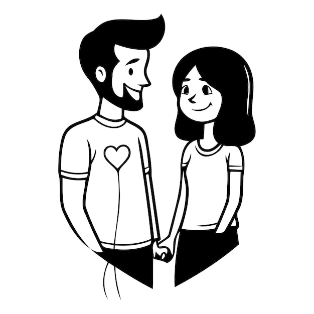 Un couple amoureux, un homme et une femme, s'embrassent. Illustration vectorielle