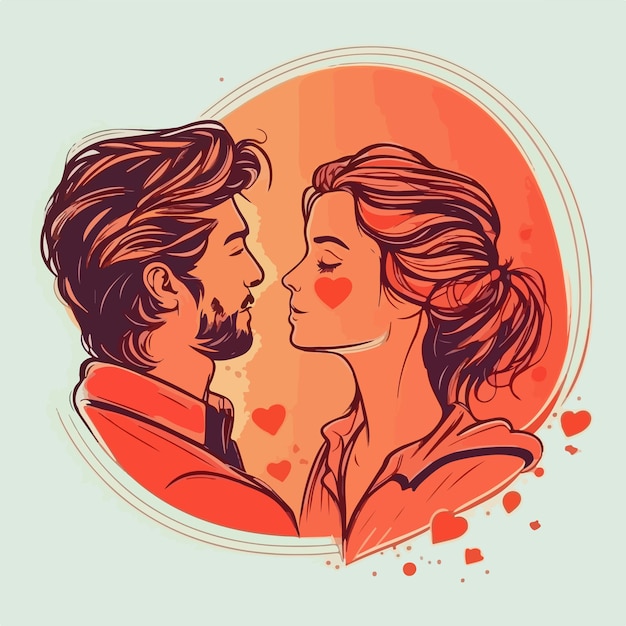 Couple amoureux et une illustration vectorielle de couple romantique