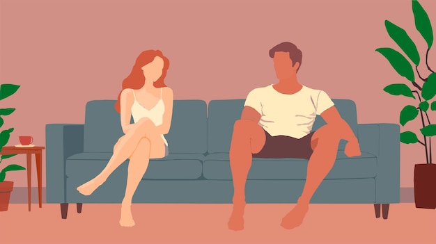 Un couple assis sur un canapé dans un salon calme