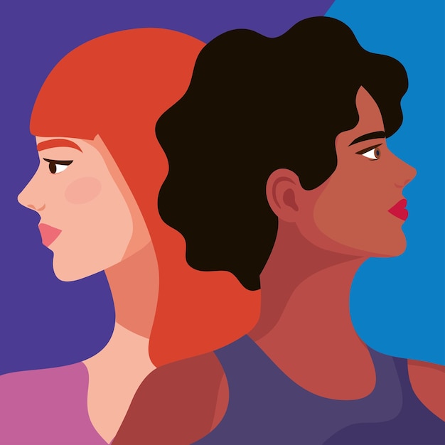 Couple de belles femmes profils