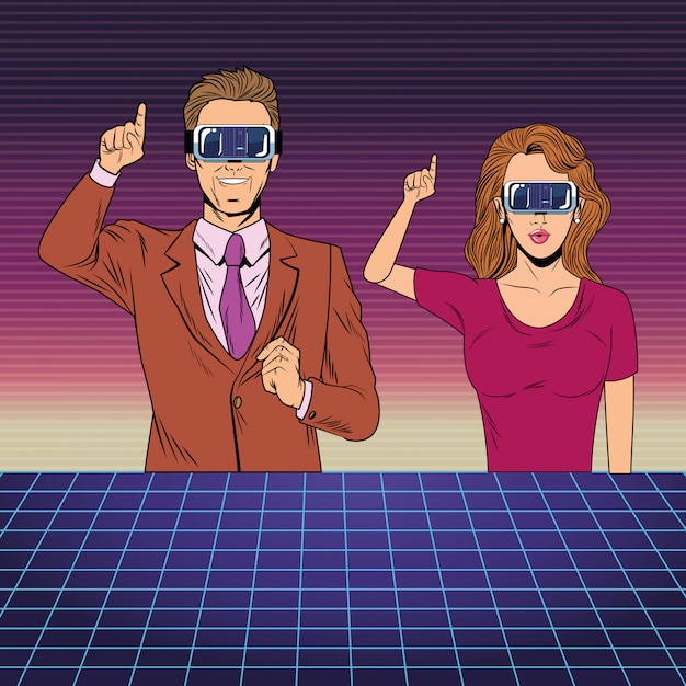 Couple Avec Casque De Réalité Virtuelle