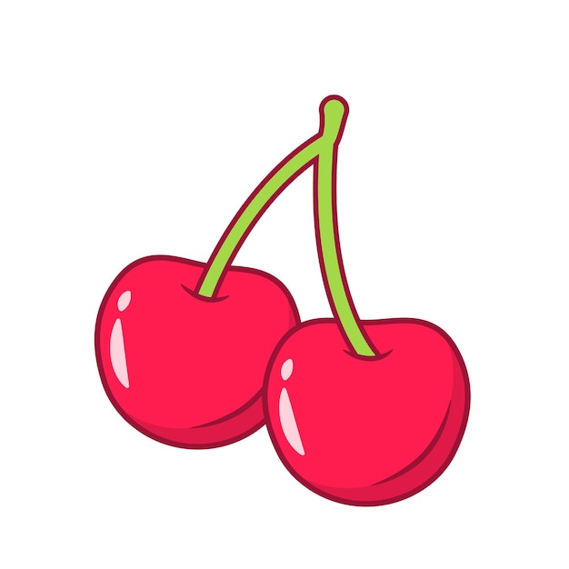 Couple, De, Cerise, Fruit, Vecteur, Illustration, Dessin Animé, Icône