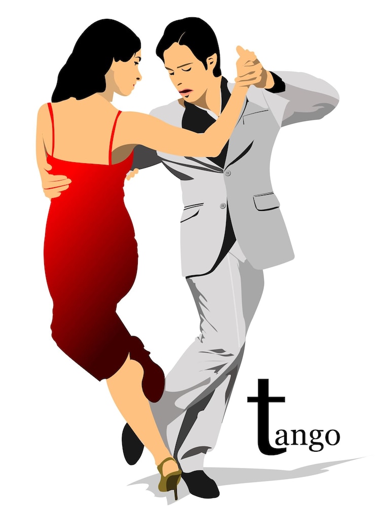 Vecteur couple dansant une illustration vectorielle de tango 3d
