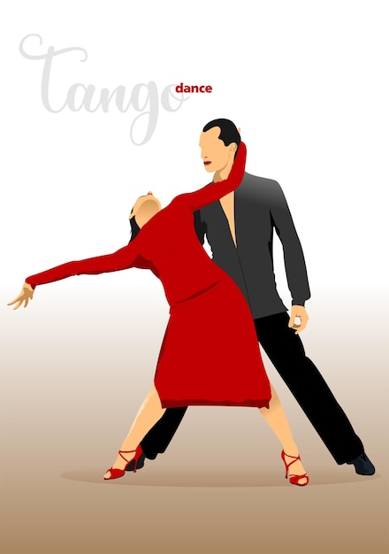 Vecteur couple dansant un tango vector illustration 3d colorée