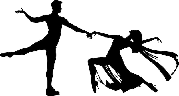 Un couple dansant vecteur silhouette vecteur fond blanc solide