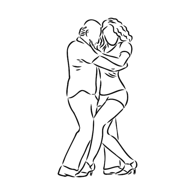 Vecteur couple de danse latine livre à colorier illustration vectorielle de bachata sensuelle et salsa