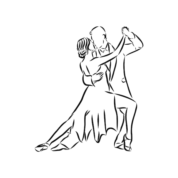 Couple De Danseurs Latins, Illustration De Croquis De Vecteur