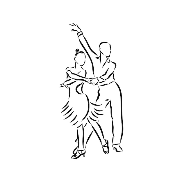 Vecteur couple de danseurs latins, illustration de croquis de vecteur