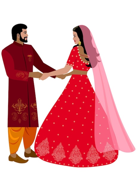 Vecteur couple de danseurs de mariage indien