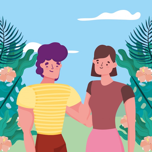 Couple de dessin animé femme et homme