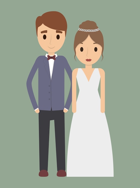 Couple Dessin Animé Fille Garçon Homme Femme Mariage Icône De Mariage