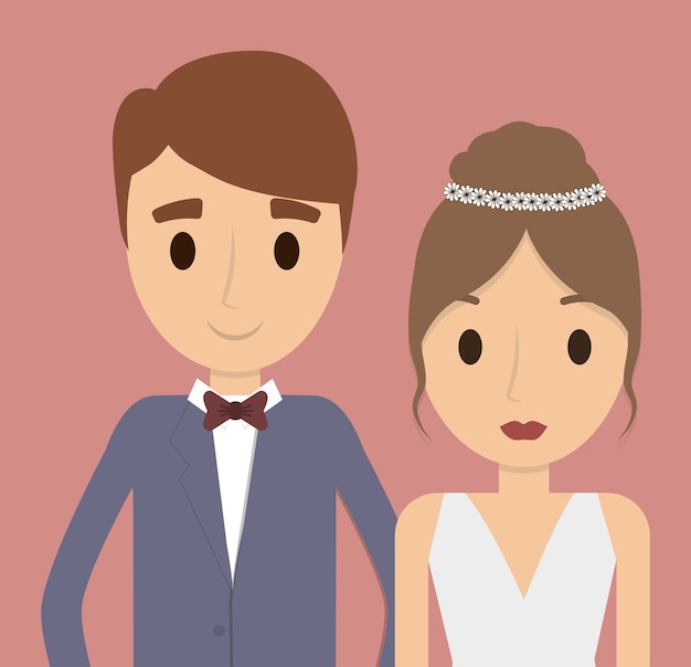 Couple Dessin Animé Fille Garçon Homme Femme Mariage Icône De Mariage